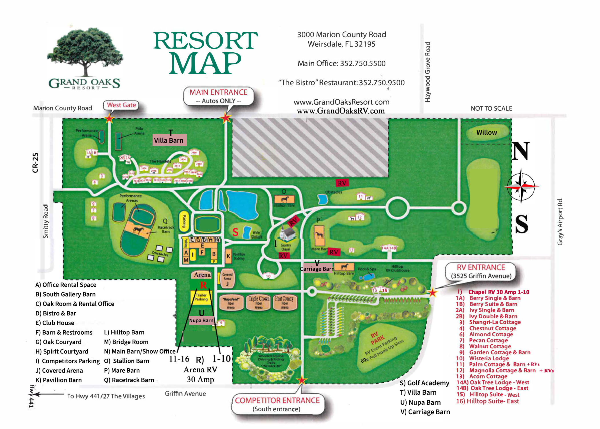 Resort Map of the Grand Oaks Resort